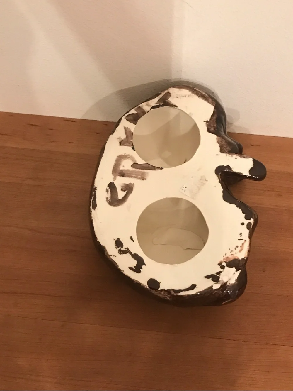 Brown Glazed Ceramic Sleeping Cat Figurine for Reptile Decor